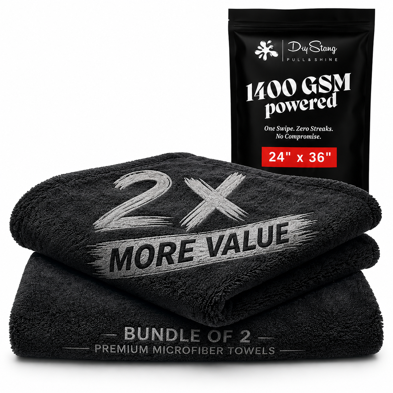 DryStang Mega two-pack with two microfiber drying towels